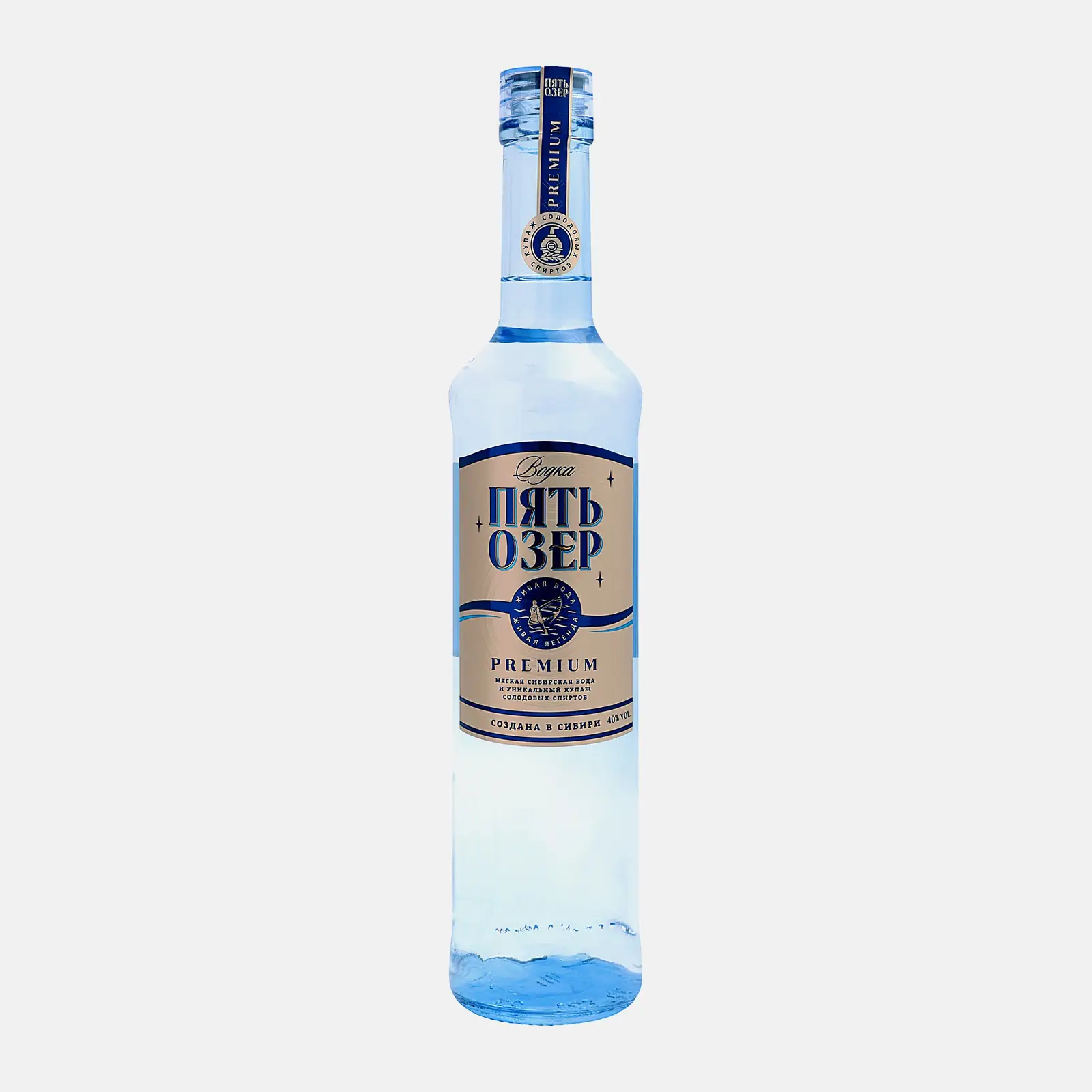 Изображение товара Водка Пять Озер Премиум 40% 0.5л натуральный российский продукт