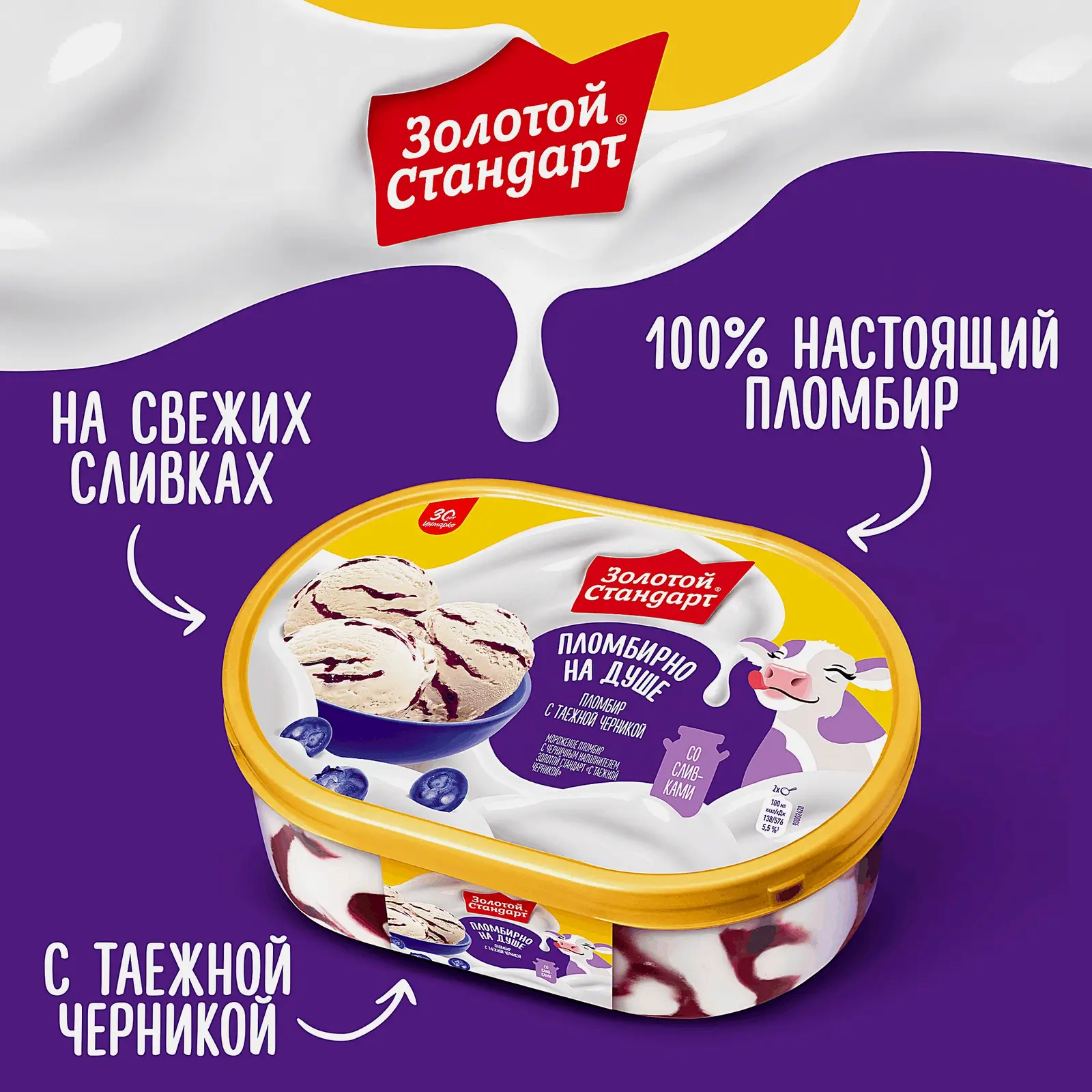 Мороженое Золотой Стандарт пломбир с черникой 475г - фото 4 Мороженое Золотой Стандарт пломбир с черникой 475г - фото 4