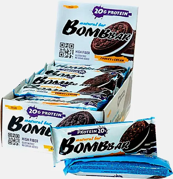 Изображение товара Протеиновый батончик Bombarr Печенье и Крем 60г неглазированный белковый перекус