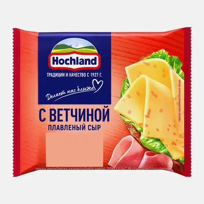 Сыр плавленый Hochland с ветчиной ломтики 45% 150г