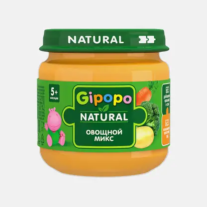 Пюре Овощной микс из картофеля моркови и брокколи Gipopo 80г