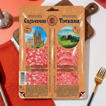 Изображение товара Колбаса Мясная история Ассорти Сальчичон Тоскана 100г