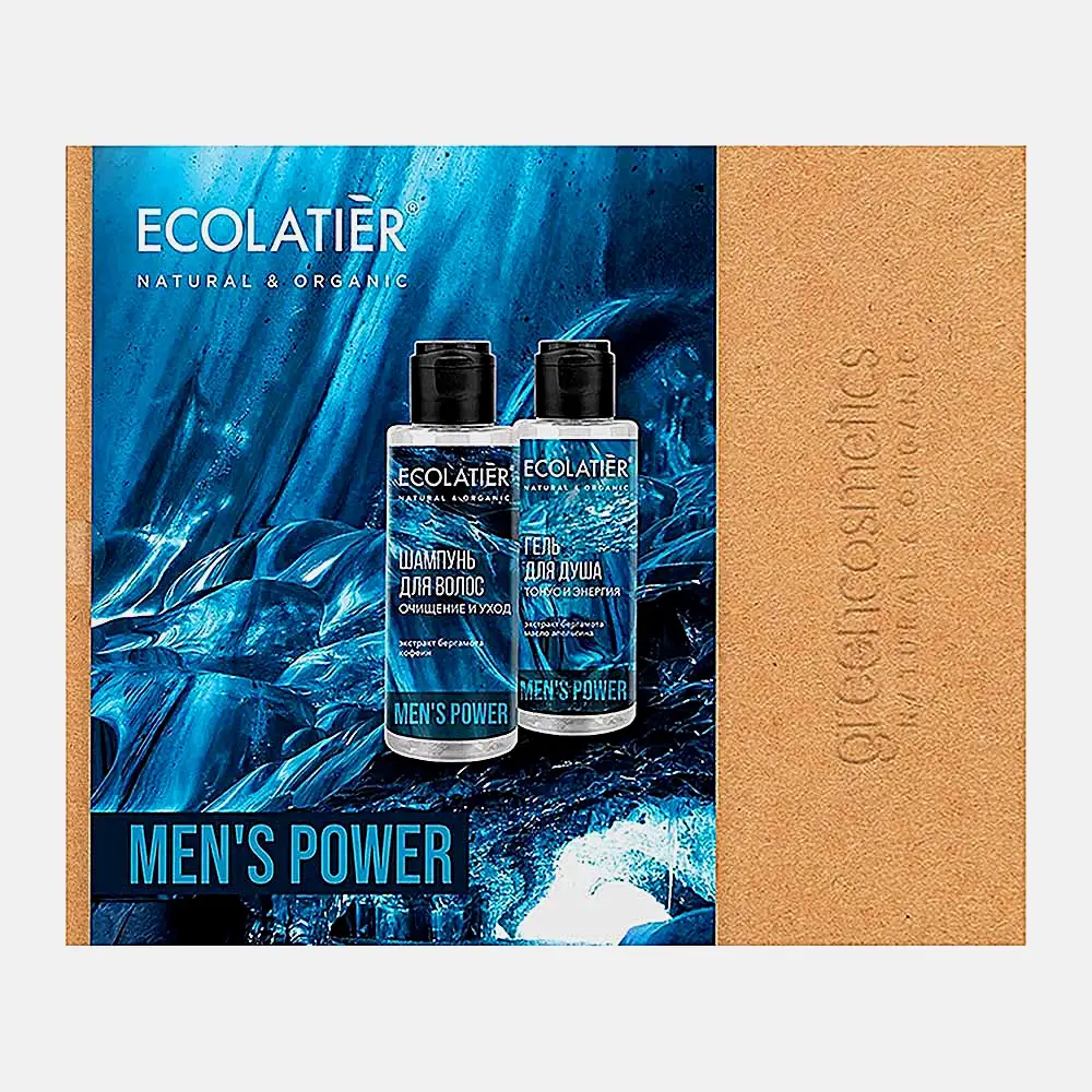 Подарочный набор для мужчин Men's Power Ecolatier Шампунь для волос 150мл + Гель для душа 150мл в ассортименте