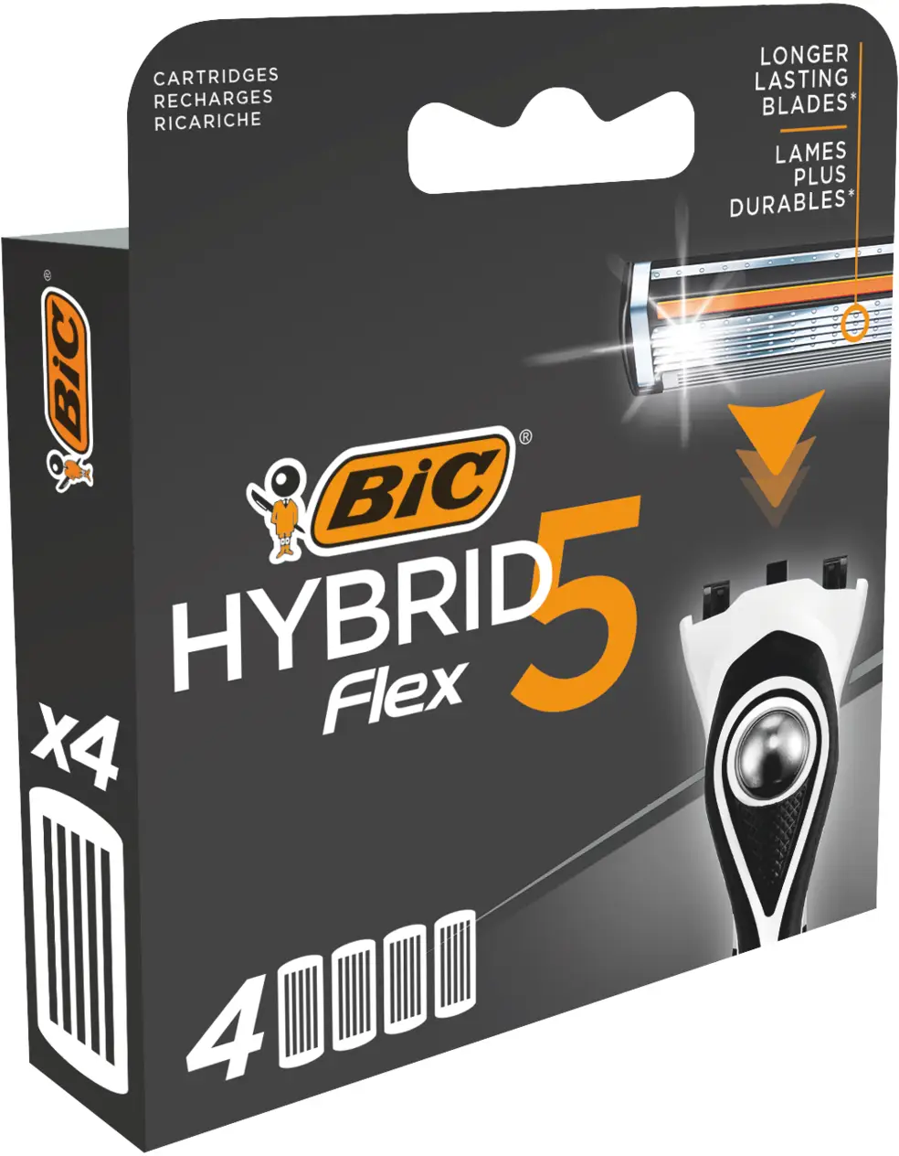 Сменные кассеты для мужской бритвыBIC Hybrid 5 Flex 5 подвижных лезвий 4шт