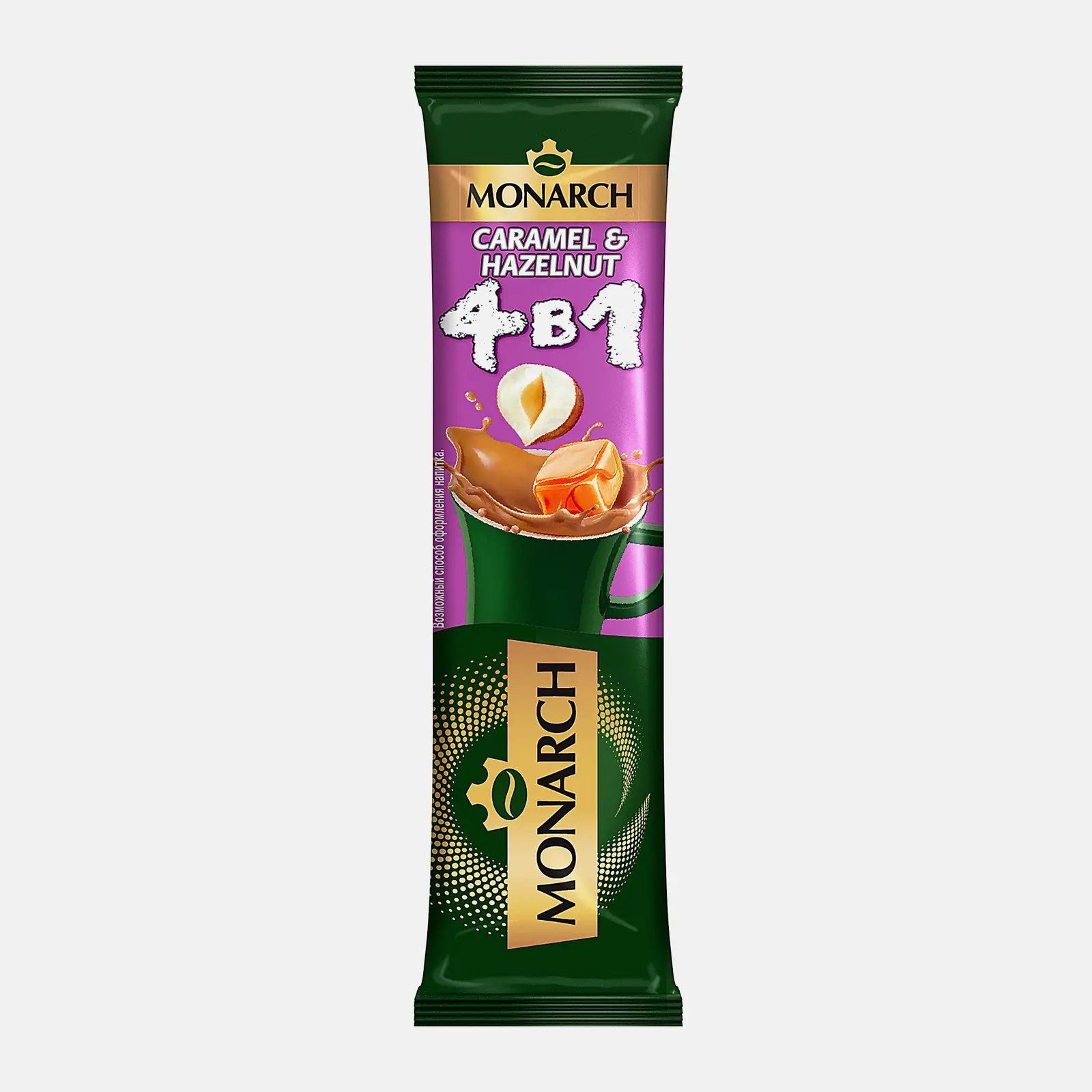 Изображение товара Растворимый кофе 4в1 со вкусом карамели и лесного ореха Jacobs Monarch 13.5г