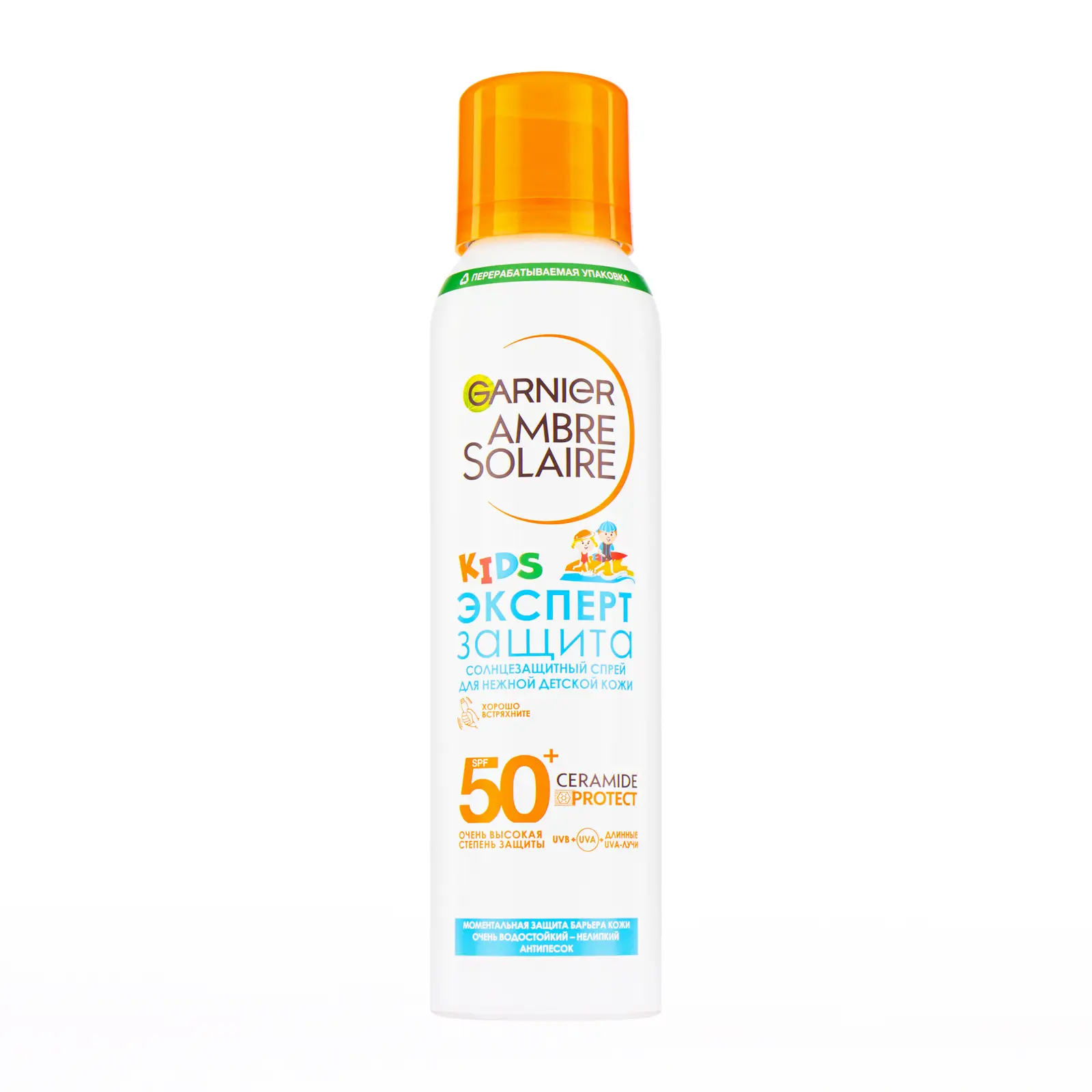 Сухой cпрей Garnier Детский Ambre Solaire солнцезащитный Эксперт Защита Kids Анти-Песок SPF 50 150мл