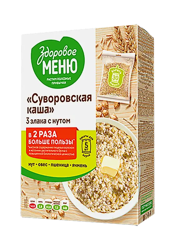 Каша Здоровое меню Суворовская 3 злака с нутом 400г