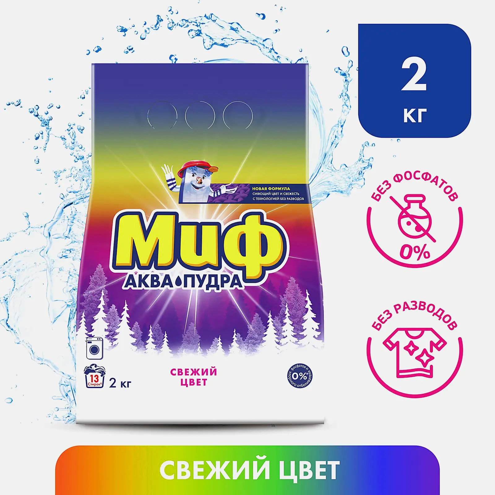 Стиральный порошок Миф 3в1 Свежий цвет Автомат 2кг - фото 5
