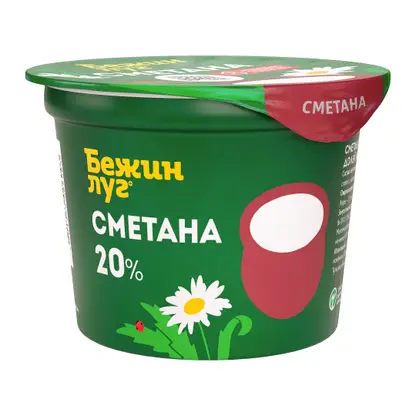 Изображение товара Бежин Луг сметана 20% 180г натуральный продукт для здорового питания
