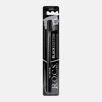 Зубная щетка R.O.C.S. Black Edition Classic средней жесткости