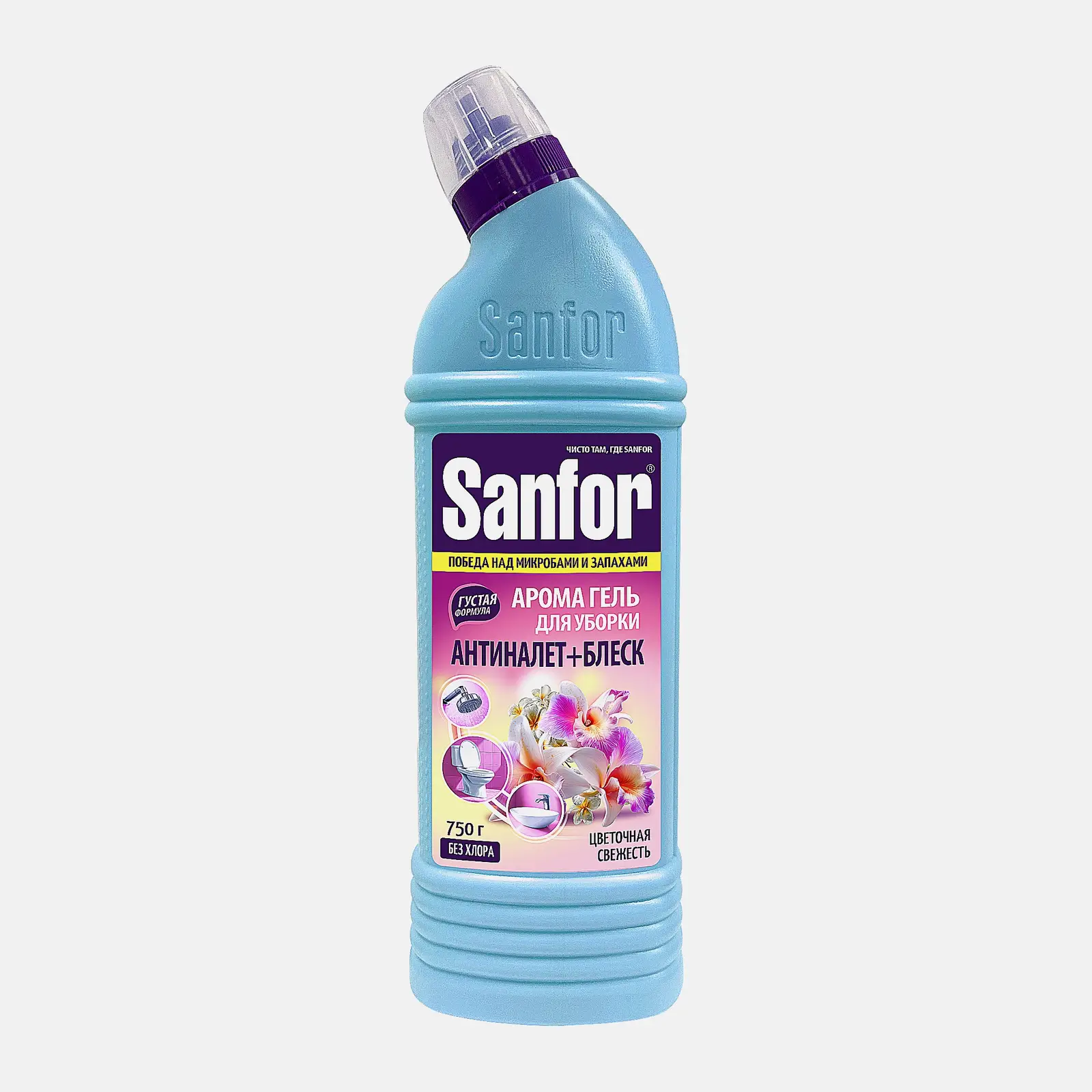 Чистящее средство для сантехники Цветочная свежесть Aroma WC Sanfor 750мл