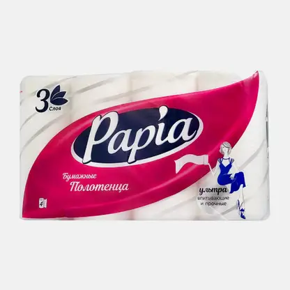 PAPIA Бумажные полотенца 3сл 4рул белые
