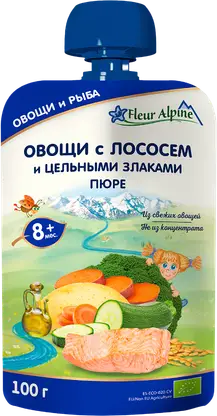 Изображение товара Пюре Fleur Alpine лосось с овощами и злаками 100г