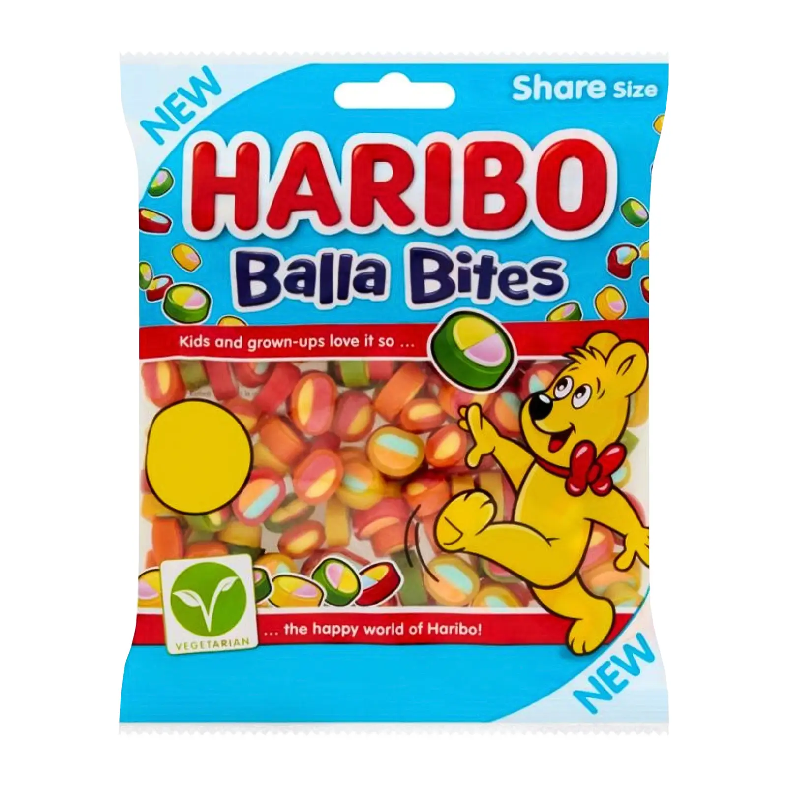 Изображение товара Мармелад жевательный Haribo Balla bites 100 г с синим цветом натуральный вкус