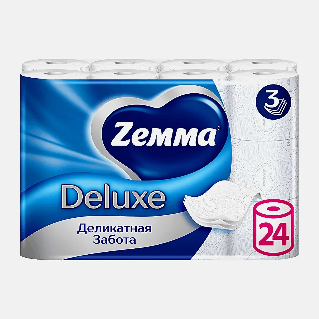 Туалетная бумага Белая Deluxe Zemma 24 рулона 3 слоя