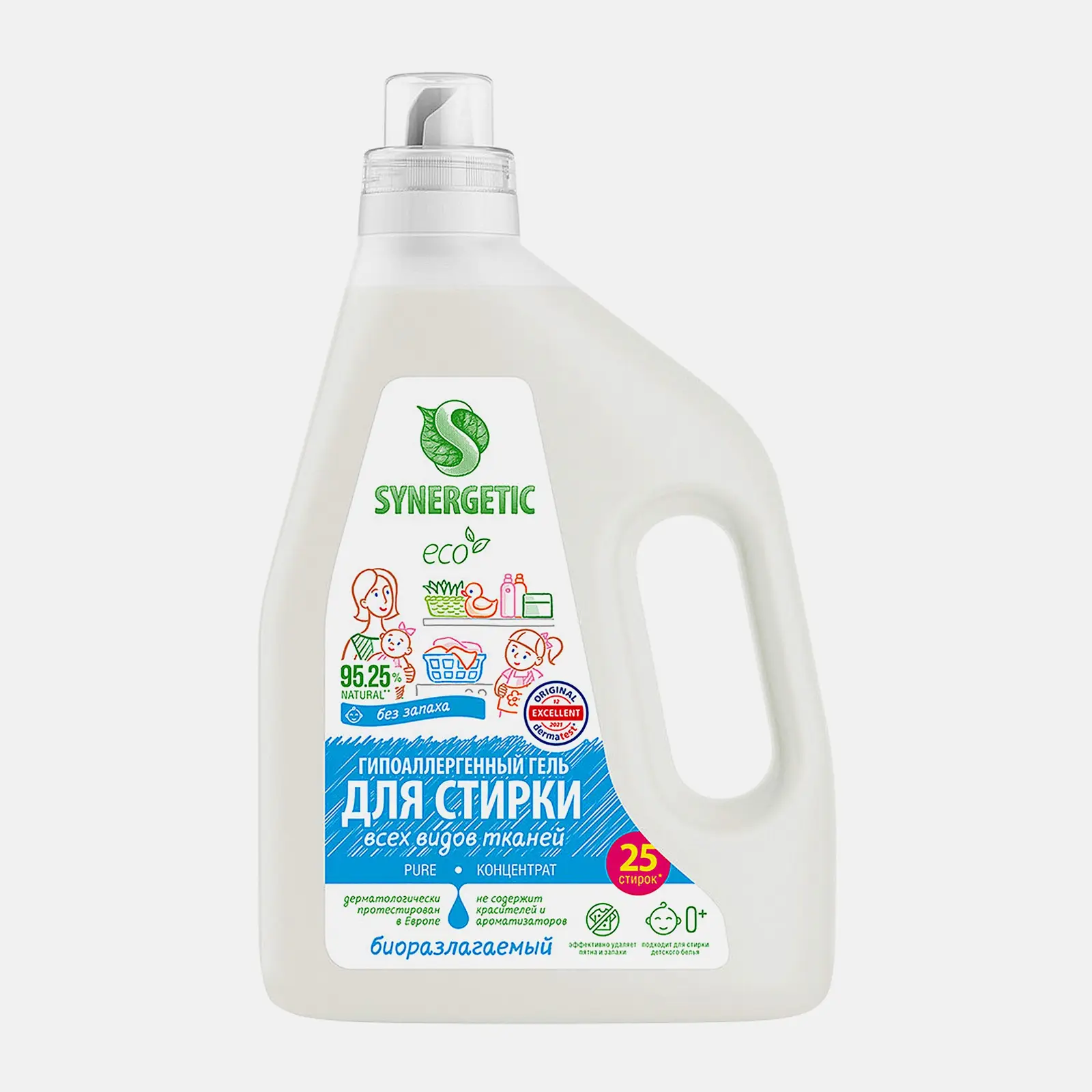 Изображение товара Гель для стирки Synergetic универсальный гипоаллергенный 1.5л