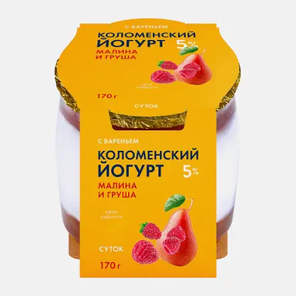 Йогурт Коломенский Малина и груша 5% 170г