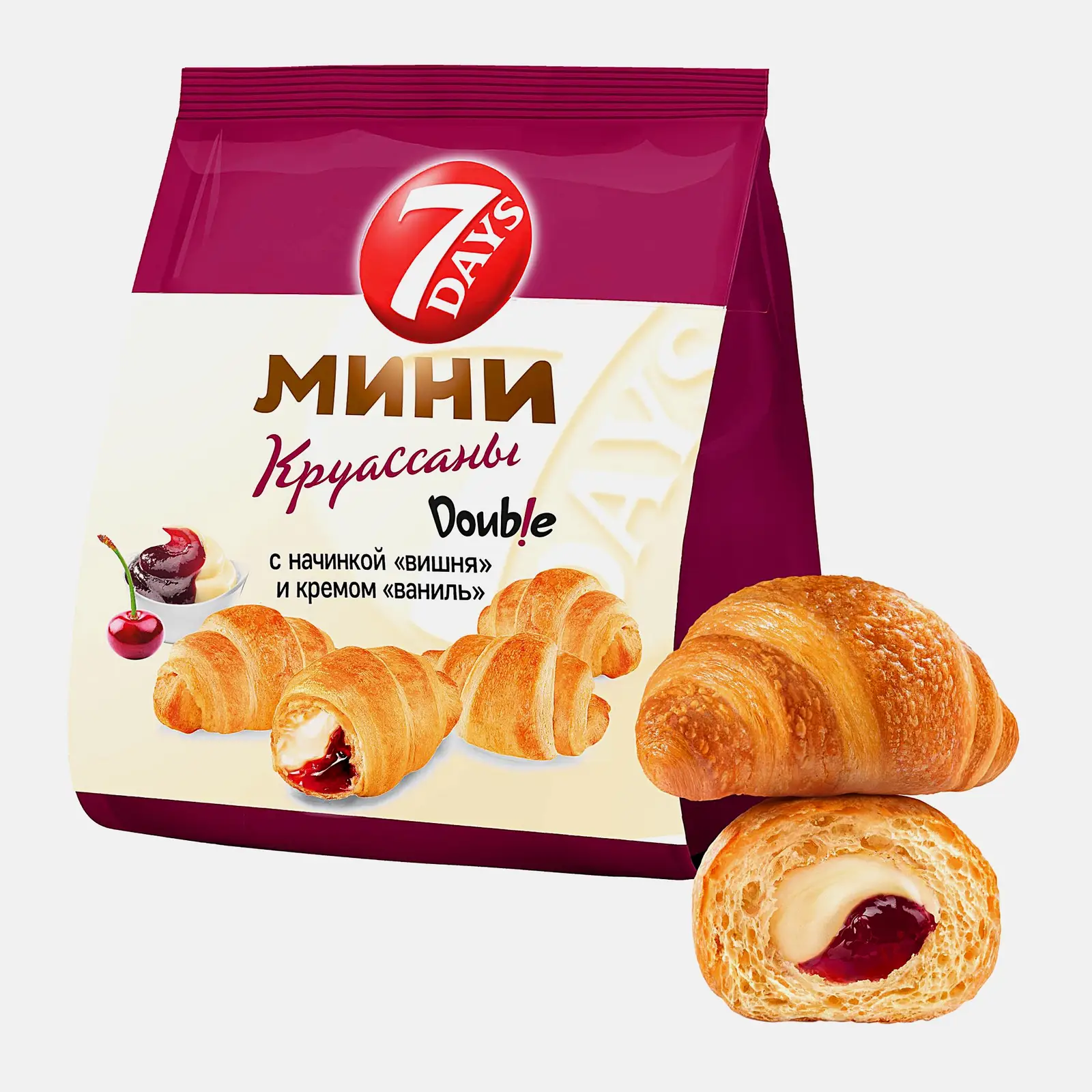 Мини-круассаны двойная начинка ваниль вишня 7Days 265г