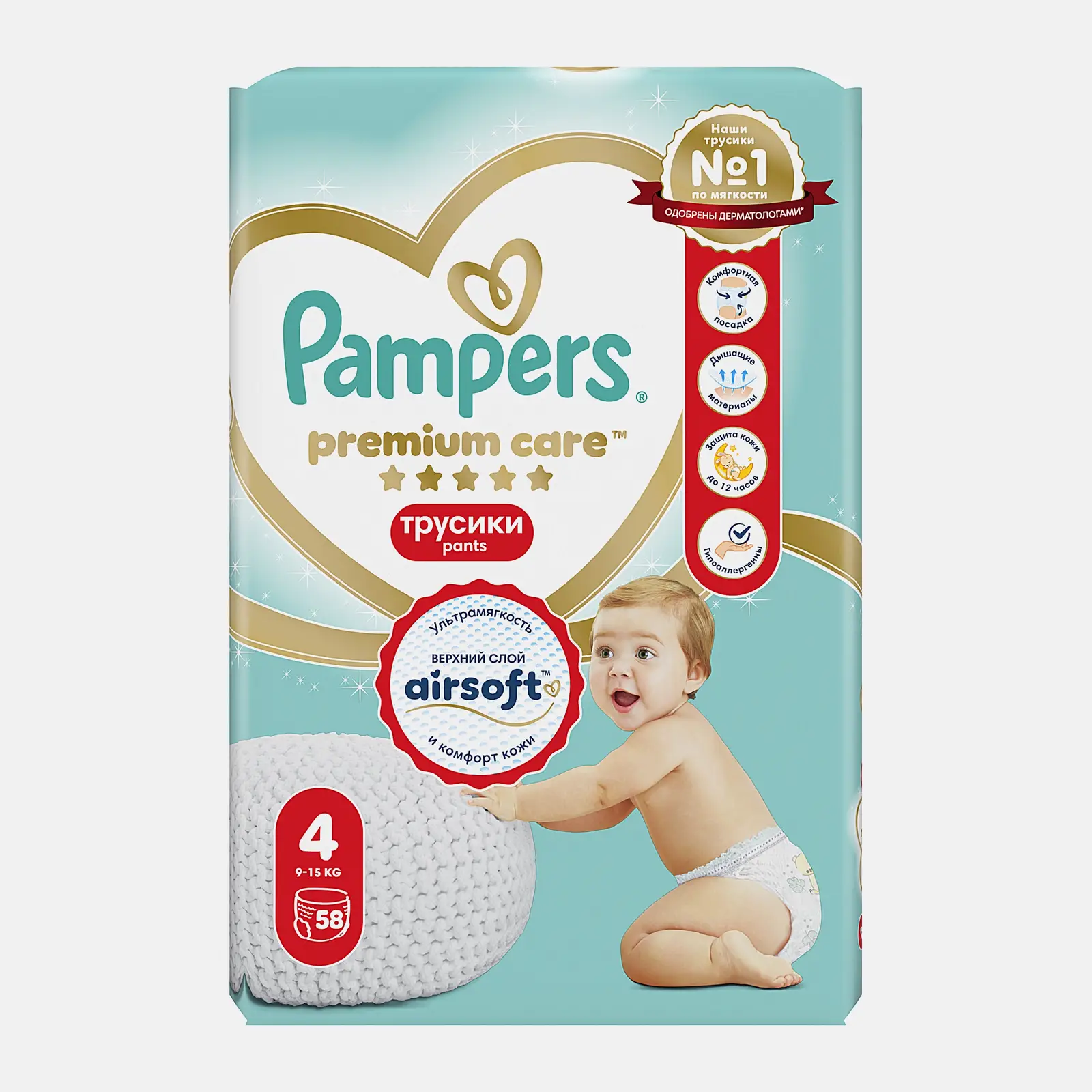 Подгузники-трусики Pampers Premium Care Pants №4 9-15кг 58шт Подгузники-трусики Pampers Premium Care Pants №4 9-15кг 58шт