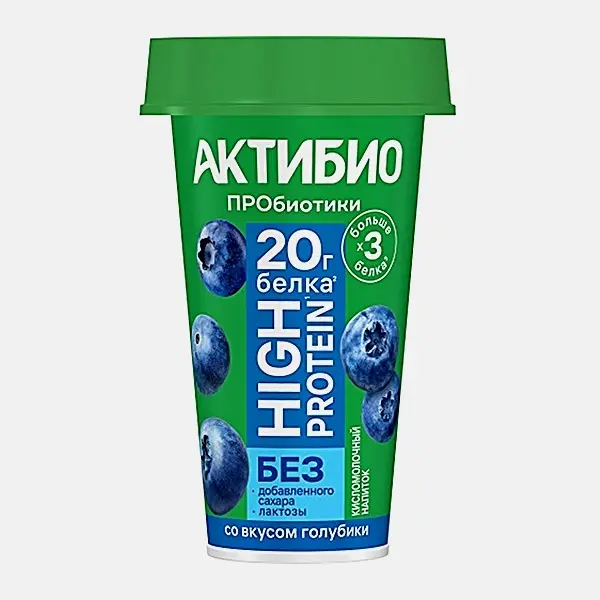 Кисломолочный напиток голубика Актибио высокобелковый 1.5% 190г