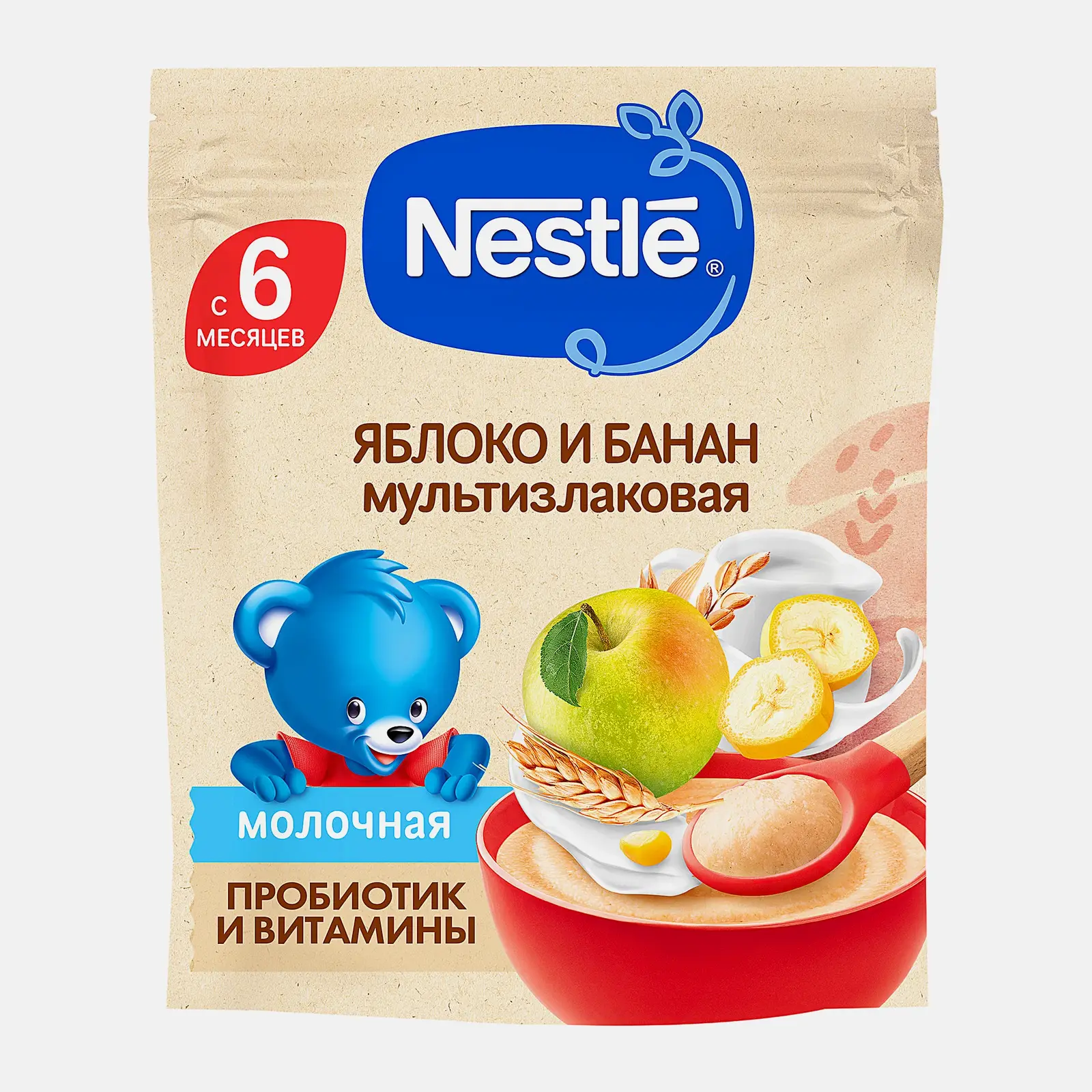 Каша детская молочная мультизлаковая яблоко и банан с 6 месяцев Nestle 200г Каша детская молочная мультизлаковая яблоко и банан с 6 месяцев Nestle 200г