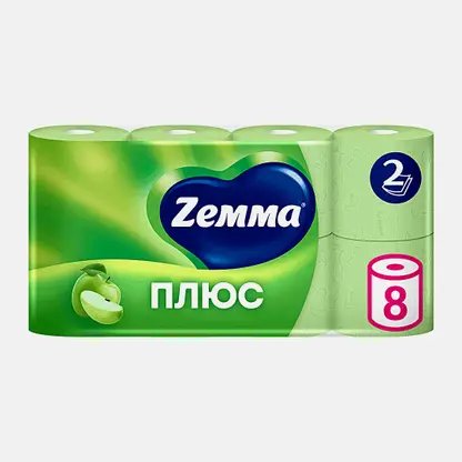 Туалетная бумага Zemma Плюс Яблоко 2 слоя 8 рулонов в ассортименте