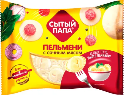Изображение товара Пельмени с сочным мясом Сытый папа 700г