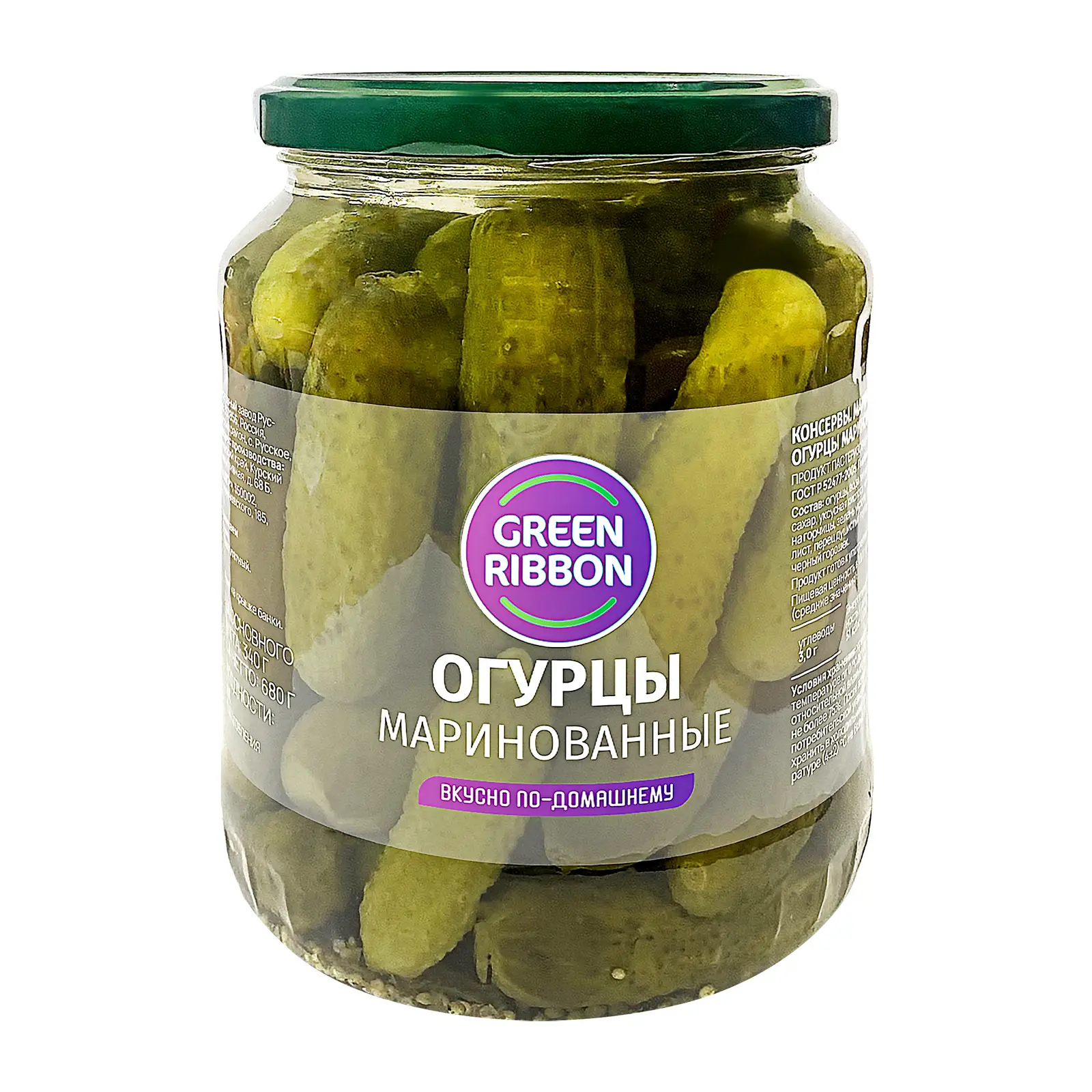 Изображение товара Маринованные огурцы Green Ribbon 680г - вкусная закуска