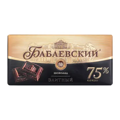 Изображение товара Шоколад Бабаевский Элитный 75% какао 75 г горький для ценителей