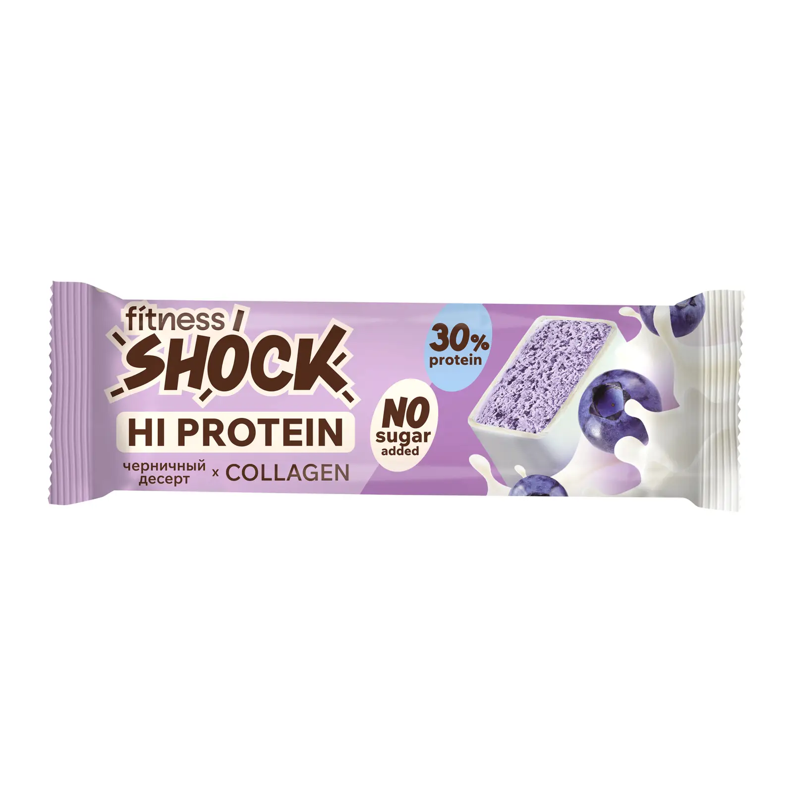 Изображение товара Протеиновый батончик Fitnesshock Черничный десерт 40г