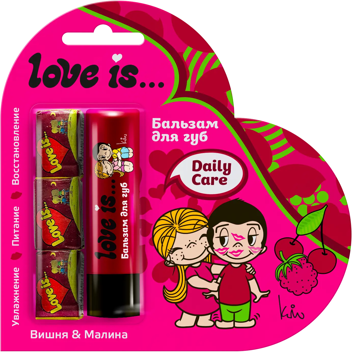 Бальзам для губ Love Is вишня малина+жевательная резинка