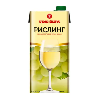 Вино Рислинг белое сухое 10% 1л