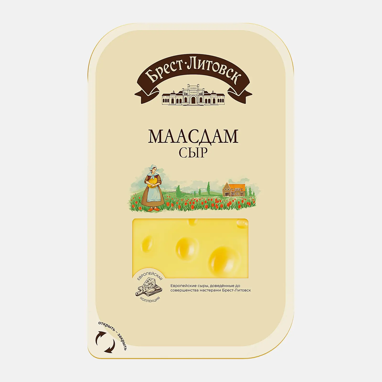 Изображение товара Полутвёрдый сыр Брест-Литовск Маасдам 45% 130 г