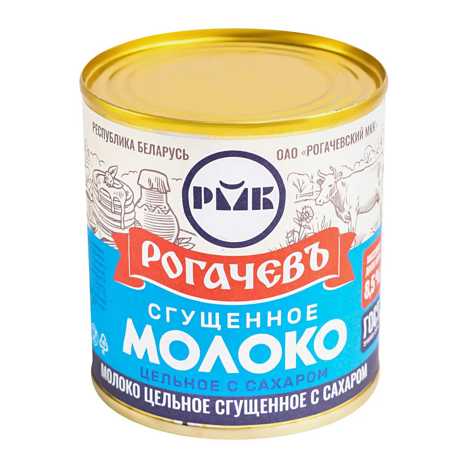 Изображение товара Молоко сгущенное Рогачевъ с сахаром 8.5% 380г