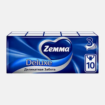 Носовые платочки 3 слоя Zemma Deluxe 10*10шт в ассортименте