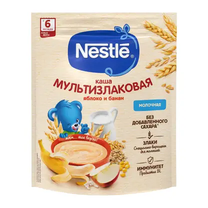 Изображение товара Каша Nestle Молочная Мультизлаковая с яблоком и бананом 200г