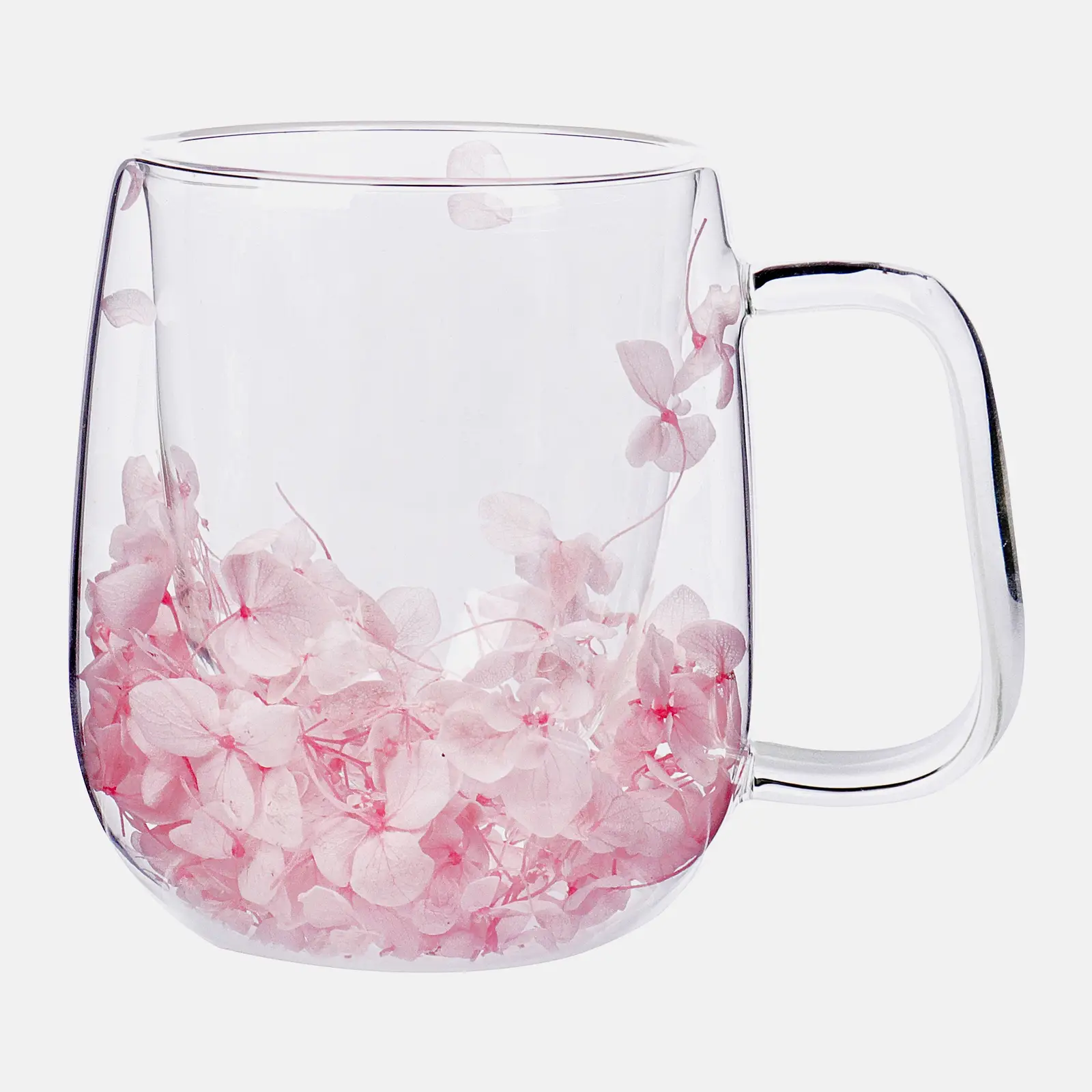 Кружка из двойного стекла Гортензия 300мл в ассортименте