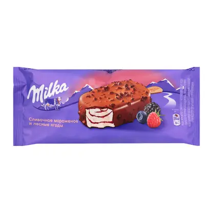 Изображение товара Мороженое Milka эскимо сливочное Лесные ягоды и Черника 64г