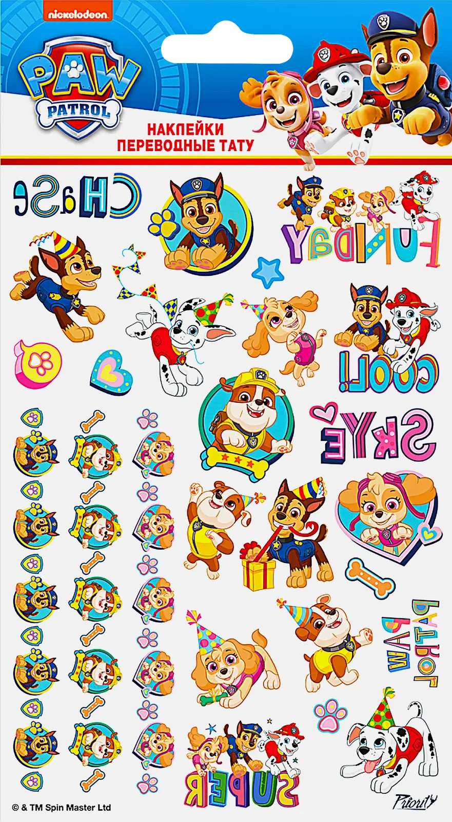 Наклейки-тату Приор Груп переводные детские 11*20см 6г в ассортименте