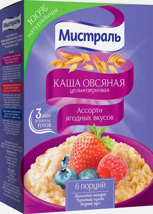 Овсяная каша с ассорти ягодных вкусов Мистраль 240г