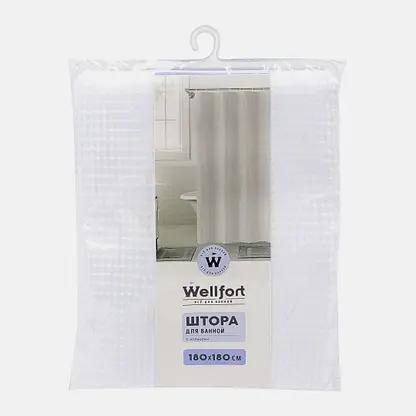 Штора для ванной с кольцами Wellfort 180*180см
