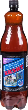 Пиво Визит вечерний светлое фильтрованное непастеризованное 4.8% 1.5л