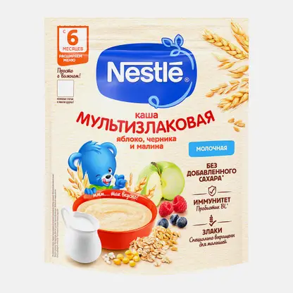 Каша Nestle молочная мульт яблоко черника малина с 6месяцев 200г