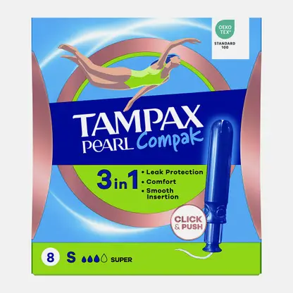 Тампоны с аппликатором Super Single Compak Pearl Tampax 8шт
