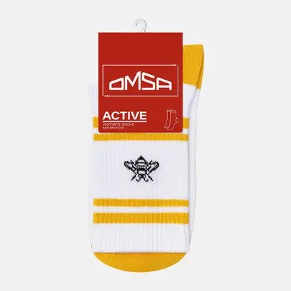 Женские носки х/б белый и жёлтый р.39-41 Active153 Omsa