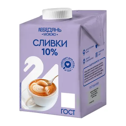 Изображение товара Сливки ультрапастеризованные Лебедяньмолоко 10% 500г Изображение товара Сливки ультрапастеризованные Лебедяньмолоко 10% 500г