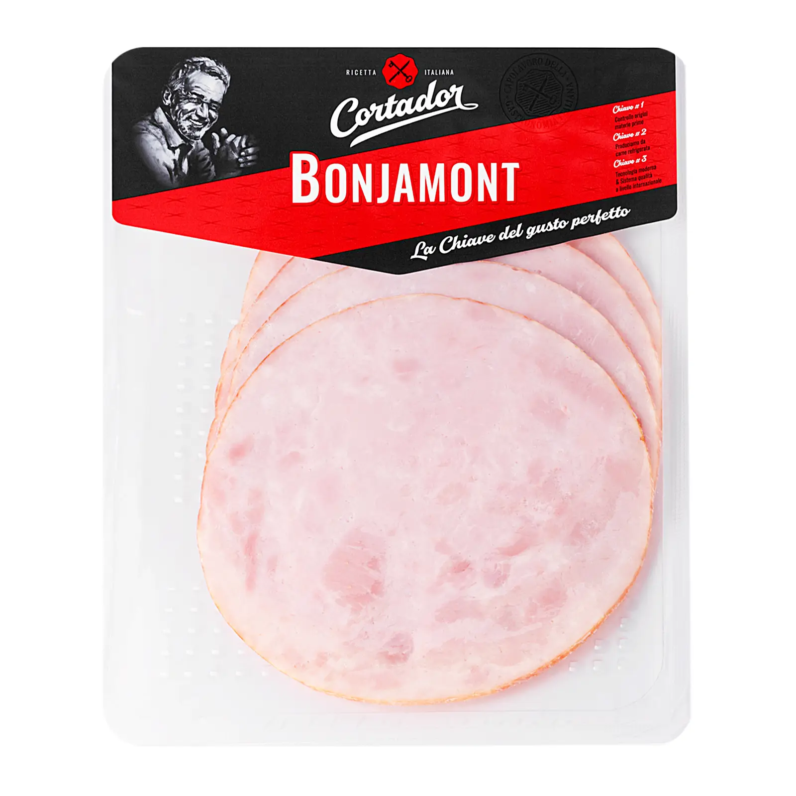 Изображение товара Ветчина Cartador Бонжамон нарезка 120г натуральный продукт свежая свинина