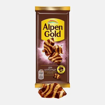 Шоколад Alpen Gold Два шоколада темный и белый 80г