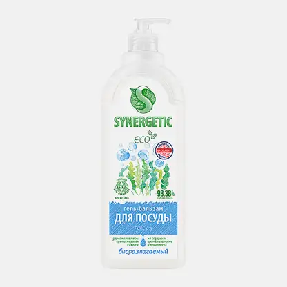 Гель-бальзам для мытья посуды Pure 0% Synergetic 1л
