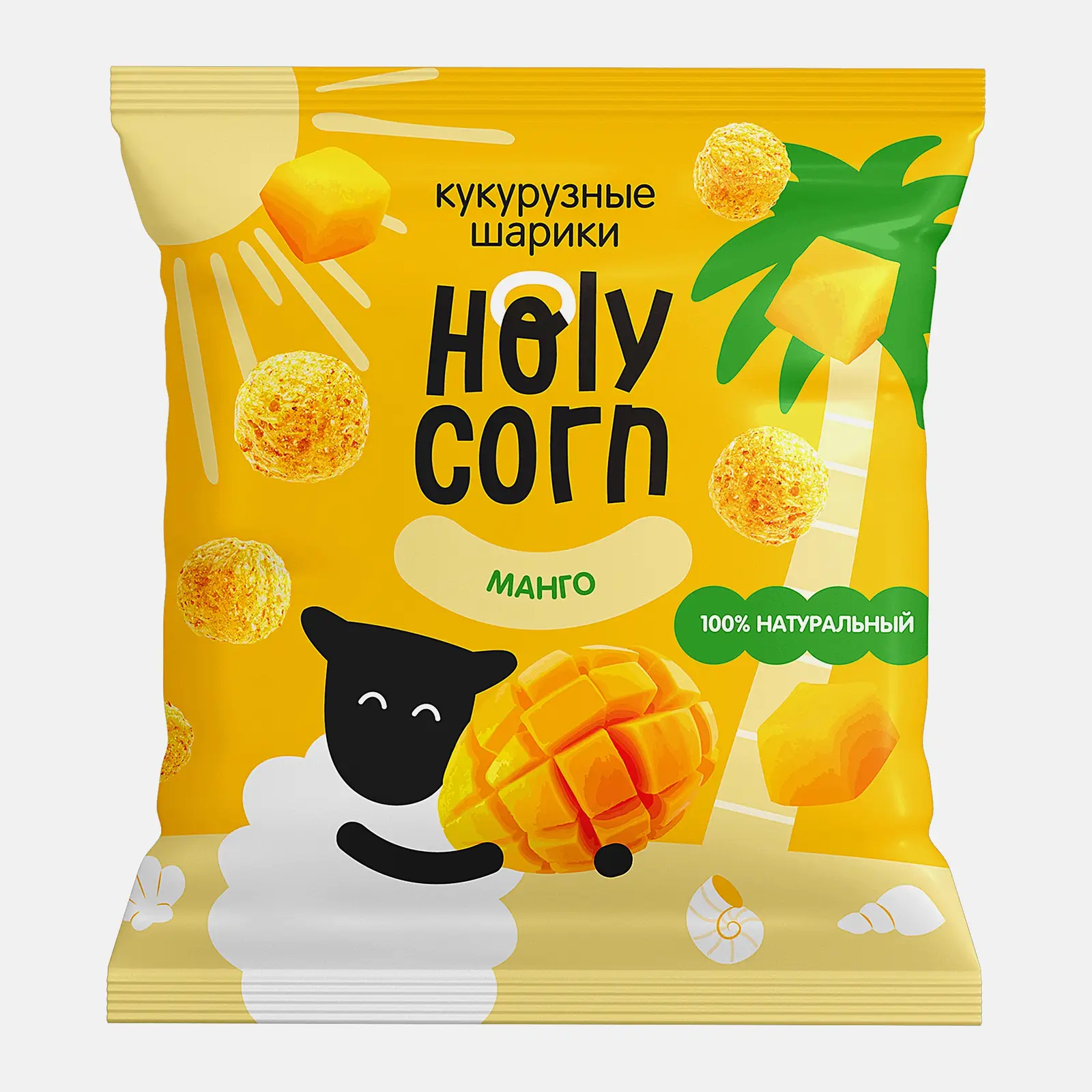Изображение товара Кукурузные шарики со вкусом Манго Holy Corn 30г натуральный перекус